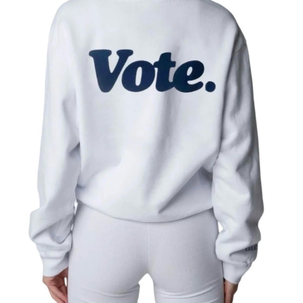 TALENTLESS White Sweatshirt with Navy Graphic